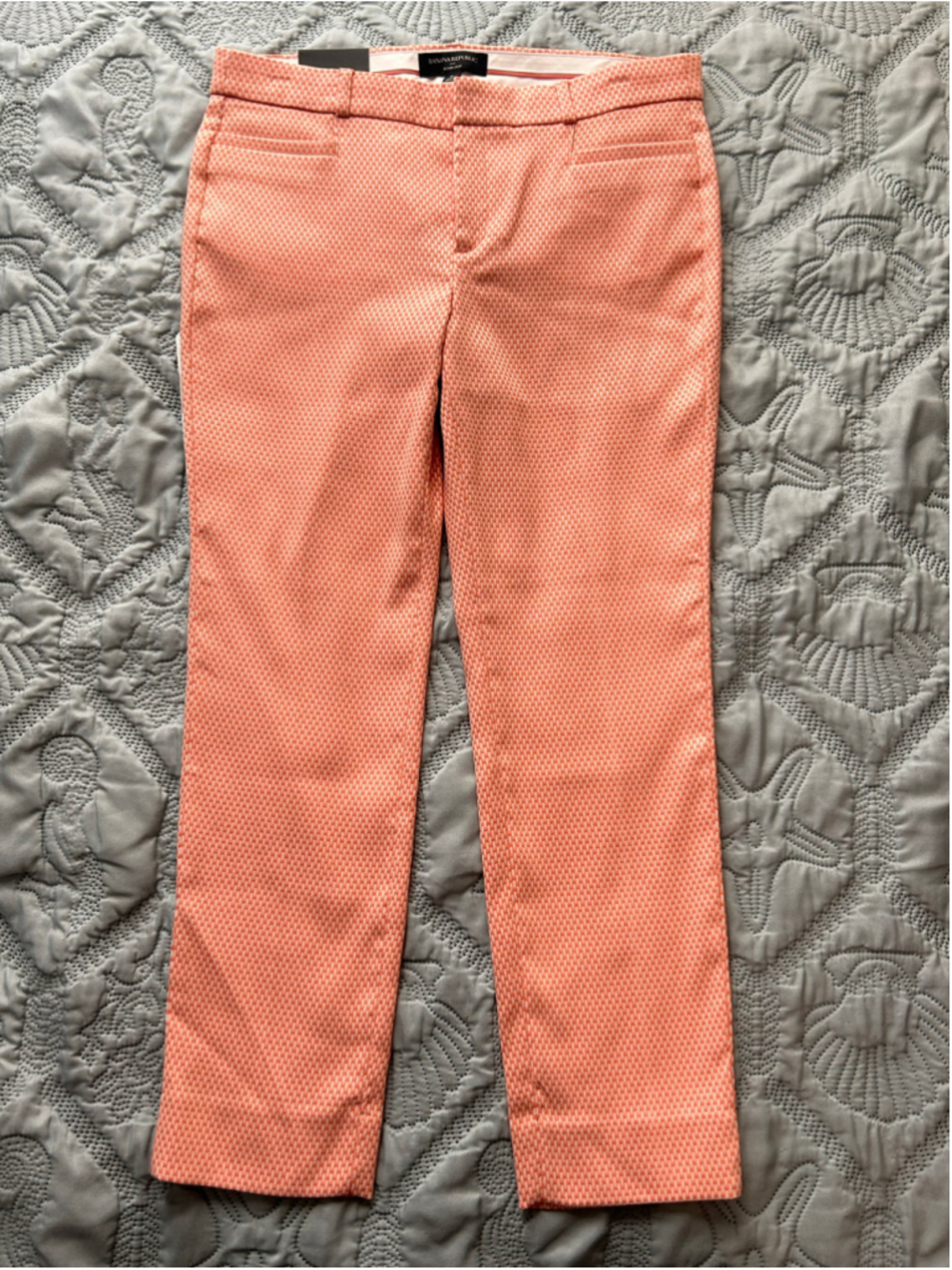 Banana Republic Sloan Crop Pants Size 6 Orange White Geometric NWT